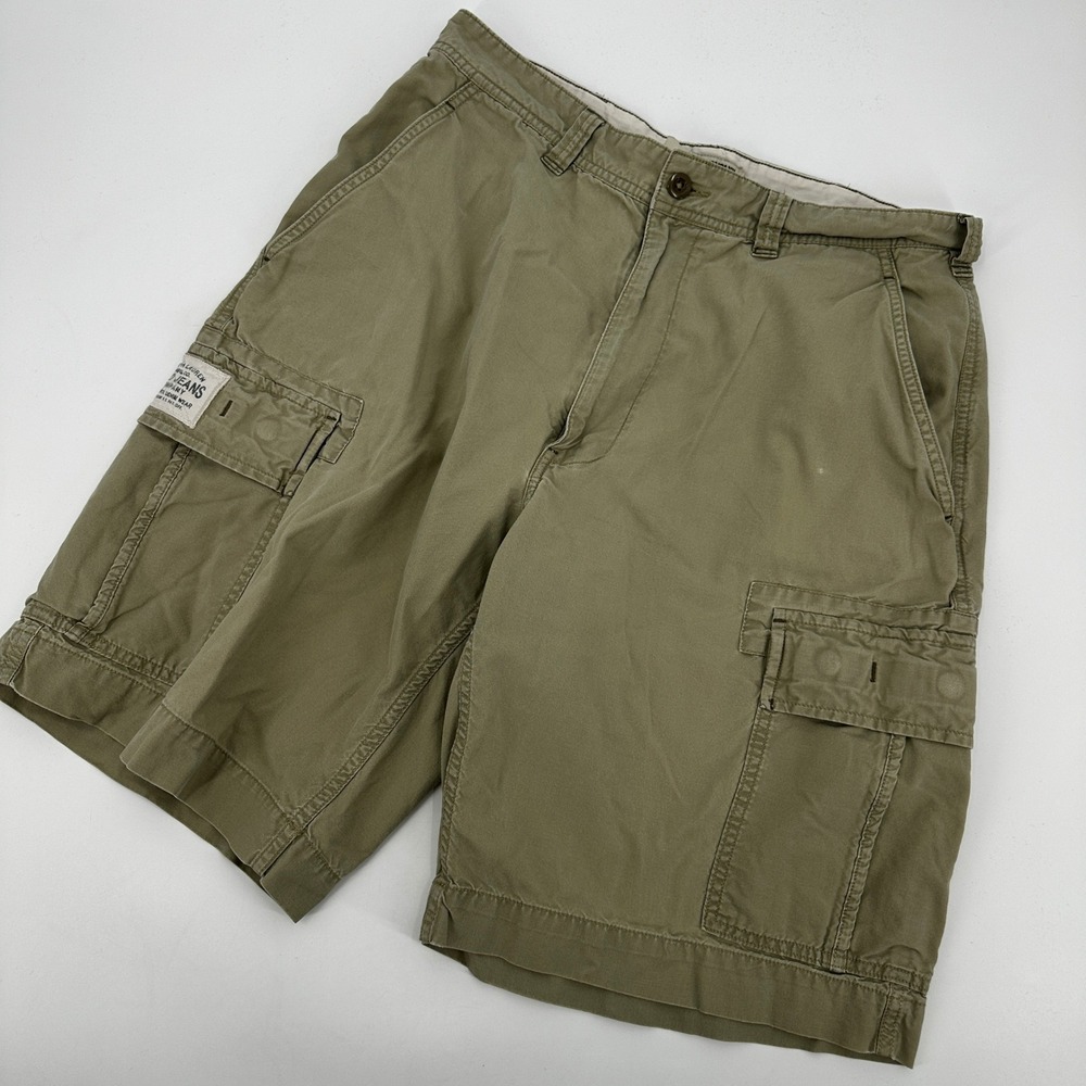 Polo Jeans Ralph Lauren Mens Khaki Cotton Cargo Shorts Size 34 Vintage Outdoor